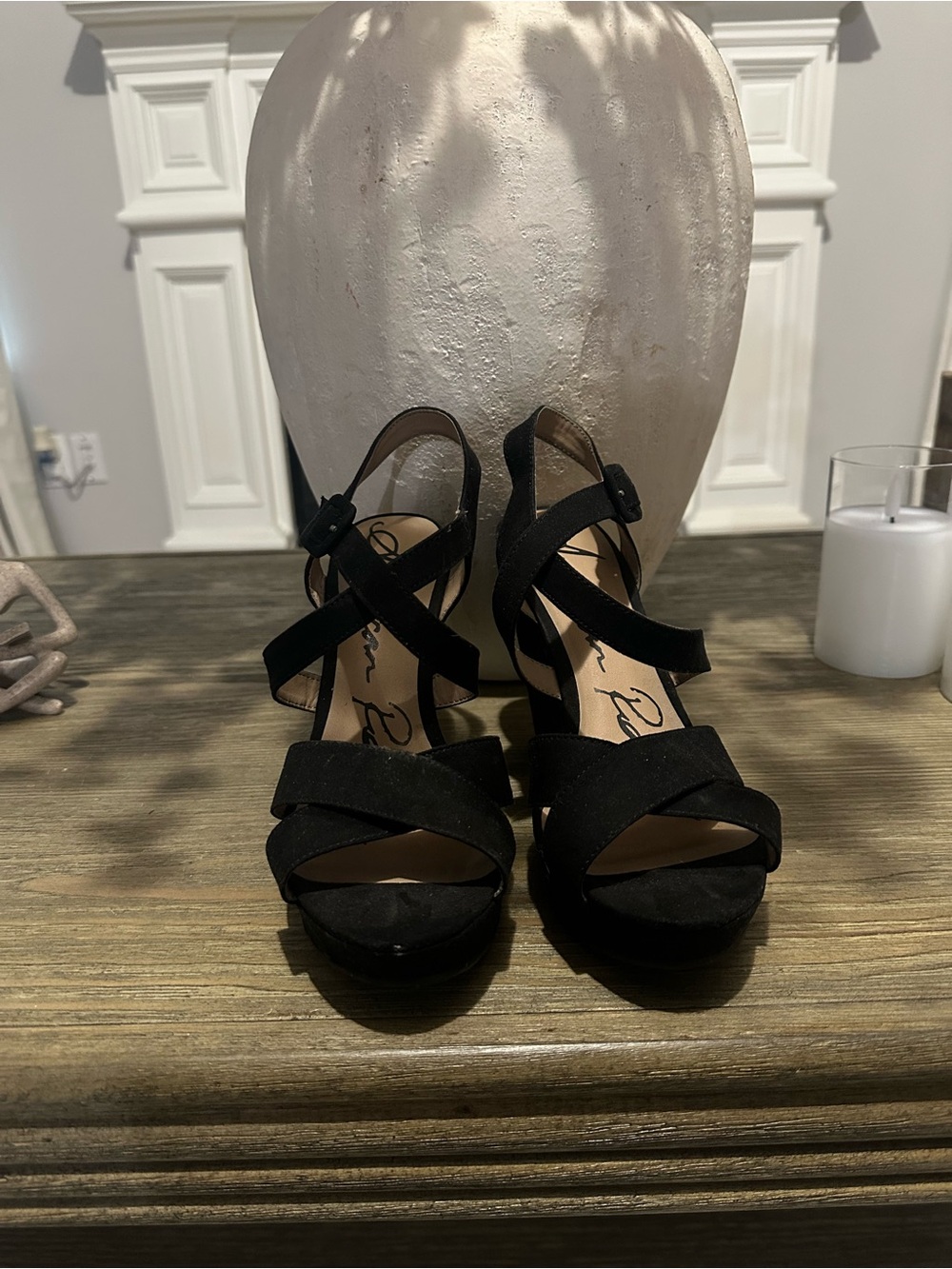 Black Crisscross Platform Sandals - Women